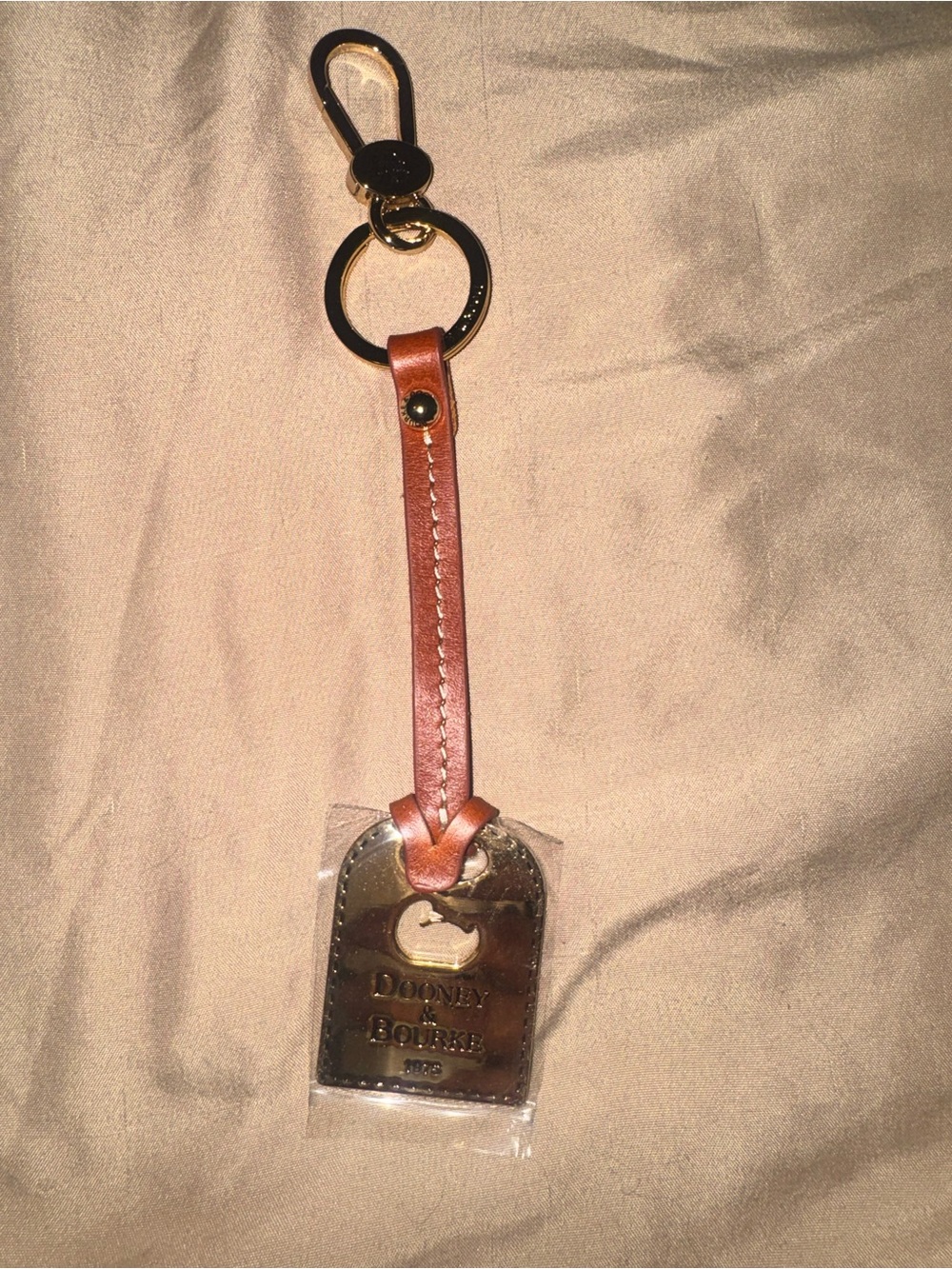 Dooney & Bourke Key Chain Fob Gold Tone With Leather New Rare!